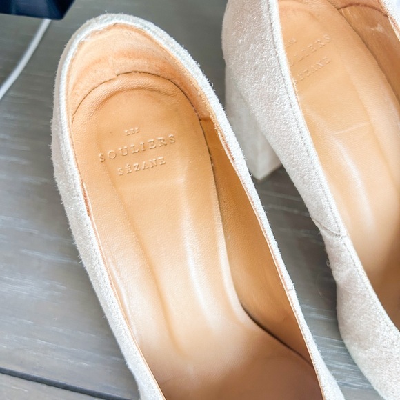 SEZANE Women's Alice High Heel Pump Suede Leather White Size 36 - Picture 3 of 9